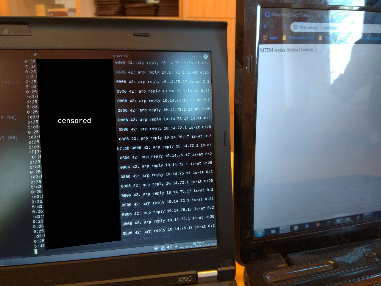 Successful MITM attack on a friend's laptopt - Photo 01